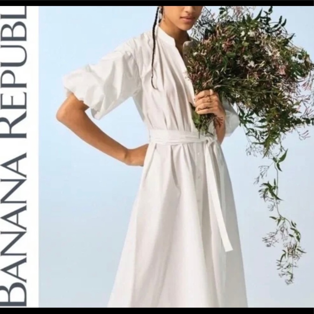 Banana Republic white puff sleeve Shirt dress